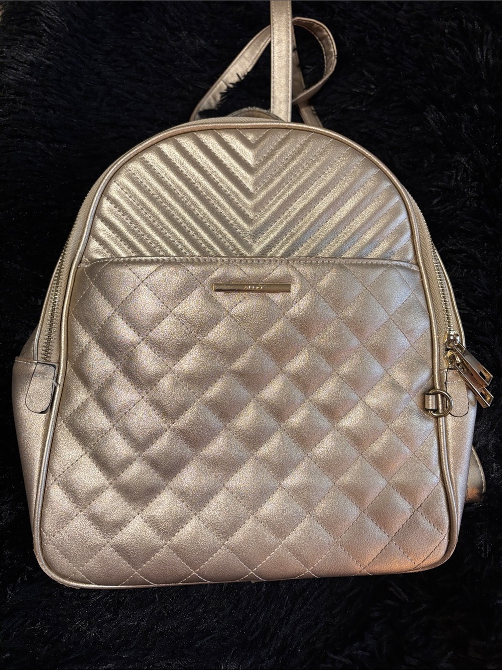 Quilted Aldo brand Metallic Gold Backpack - Women's Everyday Pack